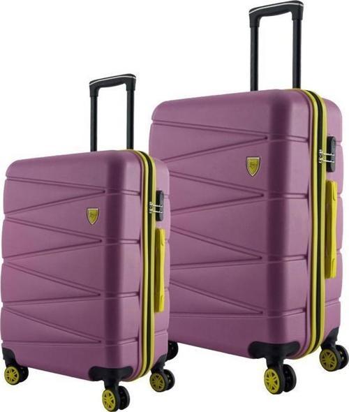 Büyük Ve Orta Boy 2'li Valiz Seti  4x2 Teker Pembe 1164