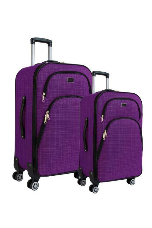 Büyük ve Orta Boy Valiz Seti 4 Teker Kumaş Valiz Mor 1081