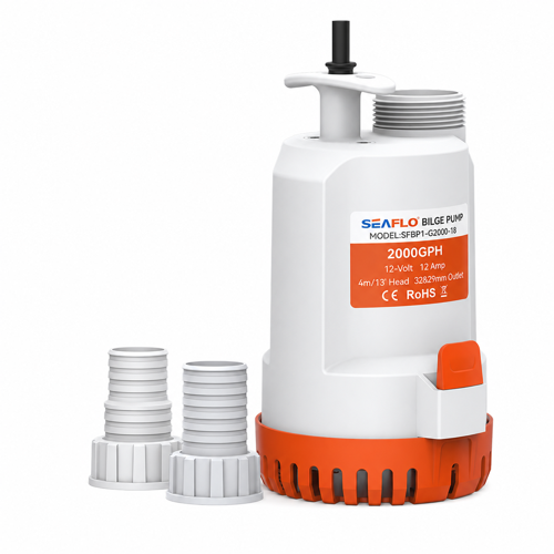 Çek Valfli Üstten Çıkışlı Sintine Pompası 2000 GPH 12V