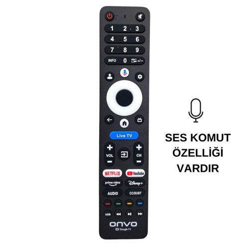 Onvo Google Tv Logolu Kumanda Live Tv Tuşlu - Ses Komutlu