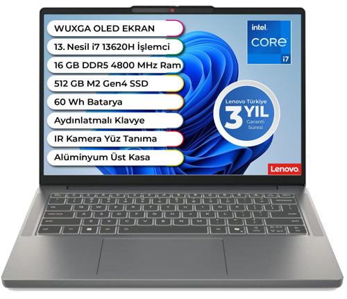 IDEAPAD Slim 3 14IRH10 i7 13620H 16 GB 512 GB Ssd Freedos 14 İnç OLED WUXGA 83K000ASTR