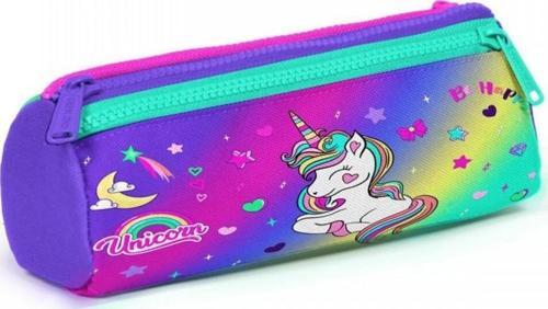 Kids Lavanta Su Yeşili Unicorn Desenli Üç Bölmeli Kalem Çantası 22029