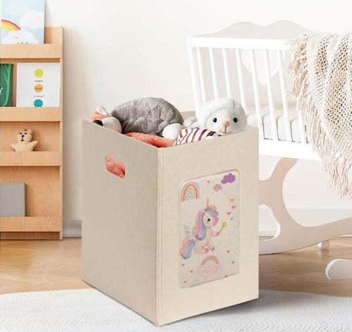 Çocuk Odası Unicorn Baskılı Keçe Oyuncak ve Çamaşır Sepeti 241287