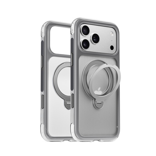 iPhone 17 Pro AeroShield Ultra MagSafe 360° Standlı Airbag Korumalı Kılıf (Gri)