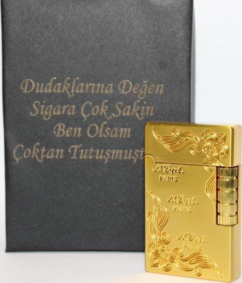 Kişiye Özel Dupont Tarz Çelik Gövde Çakmak (Gold)