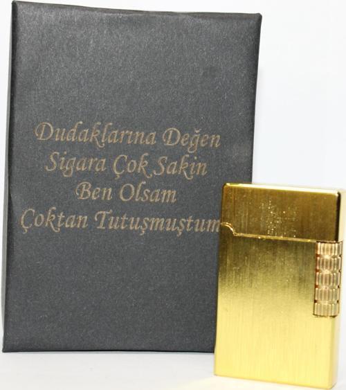 Kişiye Özel Dupont Tarz Çelik Gövde Çakmak (Gold)