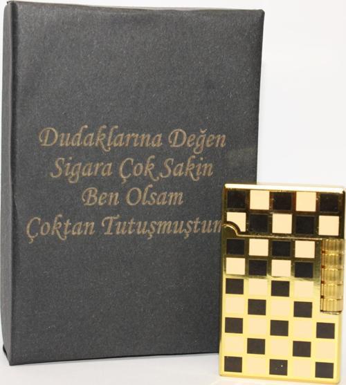 Kişiye Özel Dupont Tarz Çelik Gövde Çakmak (Gold-Siyah)