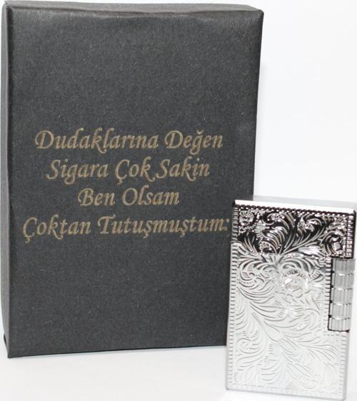 Kişiye Özel Dupont Tarz Çelik Gövde Çakmak (Gümüş)