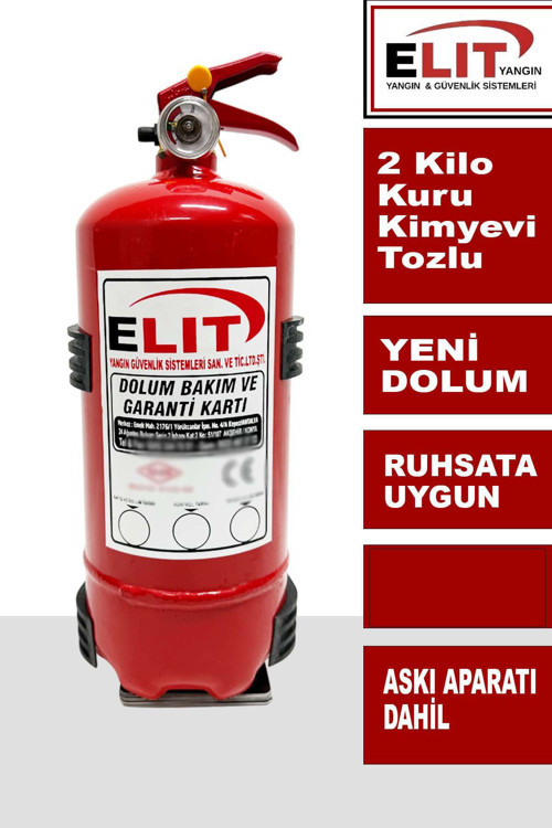 2 Kg ABC Kuru Kimyevi Tozlu Yangın Söndürme Tüpü ve Askı Aparatı