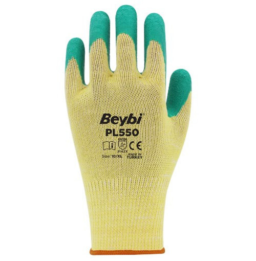 PL550 Polyester Örme Lateks Yeşil Iş Eldiveni 12 ÇİFT