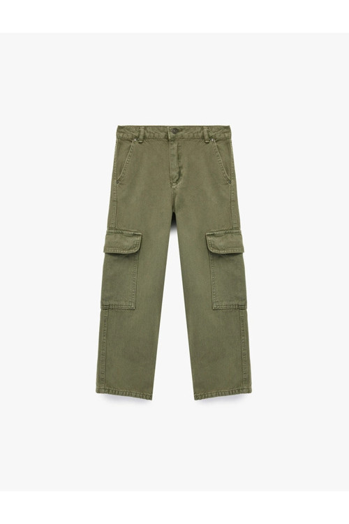 Çocuk Cep Detaylı Loose Fit Pamuklu Kargo Pantolon