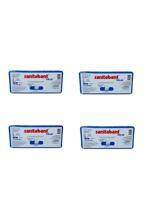 Metal Pedli Steril Mavi Yara Bandı 100 Lü X 4 Kutu