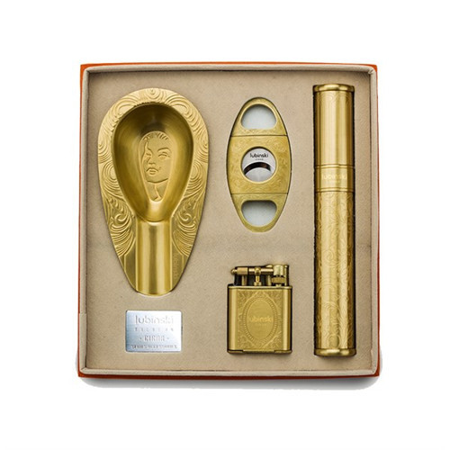 Yeni Seri Dörtlü Motif İşlemeli Gold Puro Seti LB-732