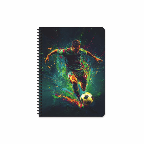 Keskin 17 x 24 Kareli Sert Kapak Spiralli Futbol Defter - Yeşil