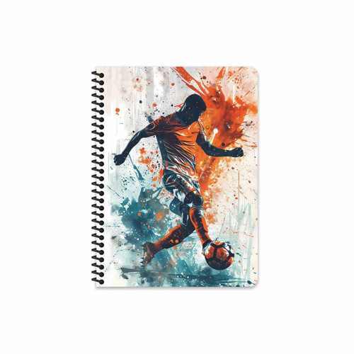 Keskin 17 x 24 Çizgili Sert Kapak Spiralli Futbol Defter - Beyaz