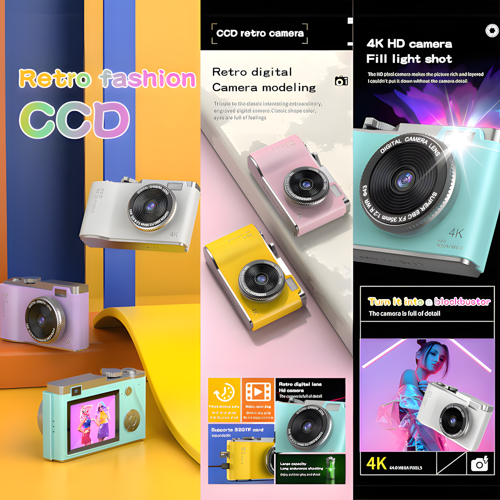 ® LK-003 Mini Dijital Çocuk Fotoğraf Makinesi | Çift Lens, Retro Tasarım, HD Video Kayıt, 16x Zoom, Type-C