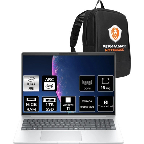 Elitebook 8 Aı G1I Core Ultra 7 255H 16GB RAM 1TB SSD 16" FHD+ Win11 Pro AD3T0ETPN408 Notebook + Per4 Çanta