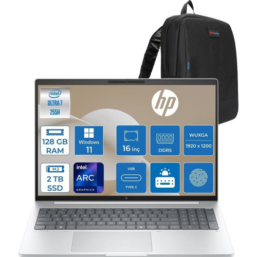 Elitebook 8 G1I Intel® Core Ultra 7 255H 128GB Ddr5 2tb SSD Intel® Arc™ 140T 16" Wuxga (1920X1200) IPS 300NIT WIN11PRO Taşınabilir Bilgisayar AD3T0ETP34+ZETTAÇANTA