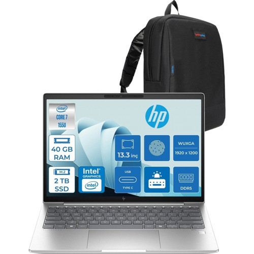 Elitebook 630 G11 Wolfpro Intel ULTRA7-155U 40GB Ddr5 2tb SSD 13,3 Wuxga Freedos Dizüstü Bilgisayar 99C0F2EA15+ZETTAÇANTA