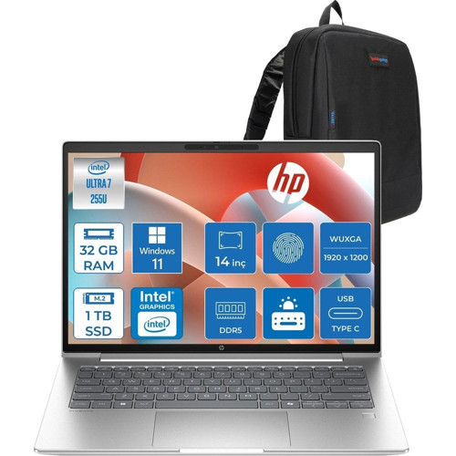 Probook 4 G1I Intel Ultra7 255U 32GB Ddr5 1tb SSD 14 Inch Intel® Grafik Gpu Wuxga (1920X1200) IPS 300NIT WIN11PRO Taşınabilir Bilgisayar D21PDETP13+ZETTAÇANTA
