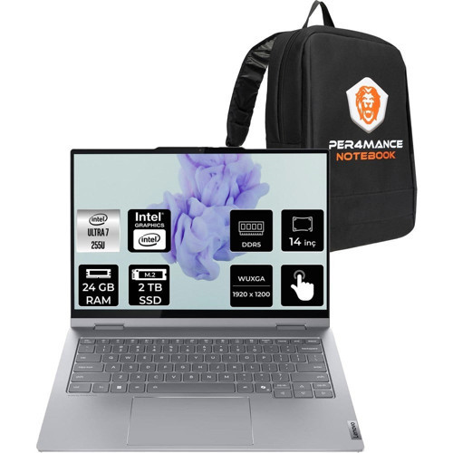 Thinkbook 14 Gen 5 Core Ultra 7 255U Notebook 24GB RAM 2TB SSD 14" FHD+ FreeDOS + Per4 Çanta 21SQ002TTXP316
