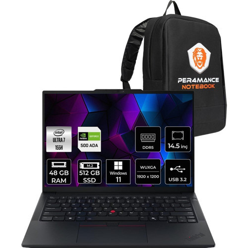 Thinkpad P14S Gen 5 Core Ultra 7 155H İş İstasyonu 48GB RAM 512GB SSD 14.5" FHD+ Win11 Pro + Per4 USB 21G2004TTXP452