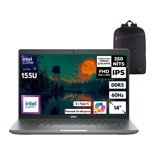 Latitude 5450 Ultra 7-155U 16-Gbddr5 1 Tbssd Intel Graphics 14" Fhd Freedos + Hmf Sırt Çantası N012L545014UHMF1
