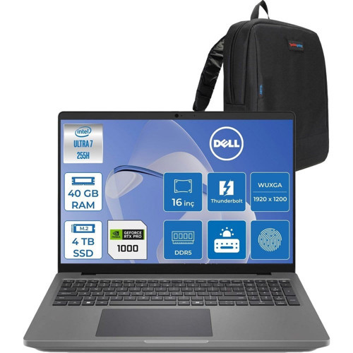 Promax 16 MC16250 Intel Core Ultra 7 255H 40GB 4tb SSD 8GB/RTXPRO1000 Blackwell 16" Wuxga IPS 300NITS 60Hz Wi-Fi7 Freedos Taşınabilir Iş Istasyonu APROMAX1604F16 + Zettaçanta