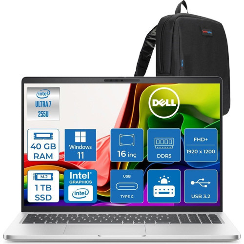 Pro 16 Intel Core Ultra 7 255U 5.2ghz 40GB Ddr5 1tb SSD Windows 11 Pro Intel® Aı Boost 16 Inç IPS Fullhd+ (1920X1200) Taşınabilir Bilgisayar PC16250BTO107P18 + Zetta Çanta