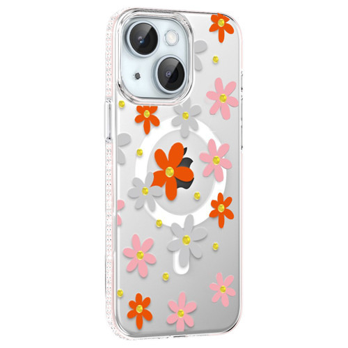 Apple iPhone 14 Floral Magsafe Kapak - Turuncu