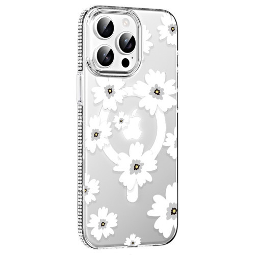 Apple iPhone 15 Pro Floral Magsafe Kapak - Beyaz