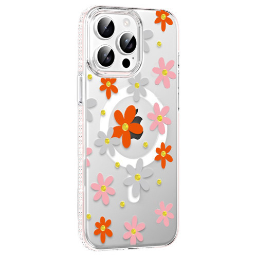 Apple iPhone 15 Pro Floral Magsafe Kapak - Turuncu