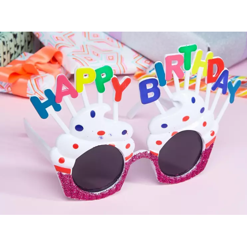 ETT7KN8 Happy Birthday Beyaz Fuşya Parti Gözlüğü ELKCXMH