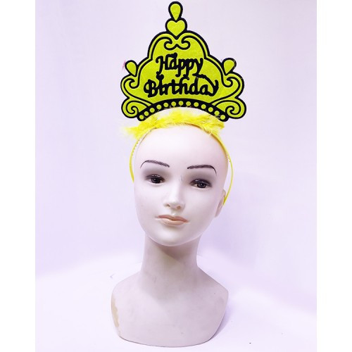ETT7KN8 Happy Birthday Neon Sarı Taç ELKCXMH