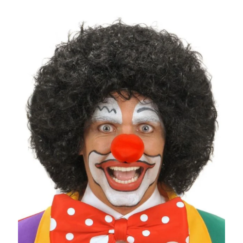 ETT7KN8 Siyah Kıvırcık Afro Peruk ve Kırmızı Sünger Burun Seti ELKCXMH