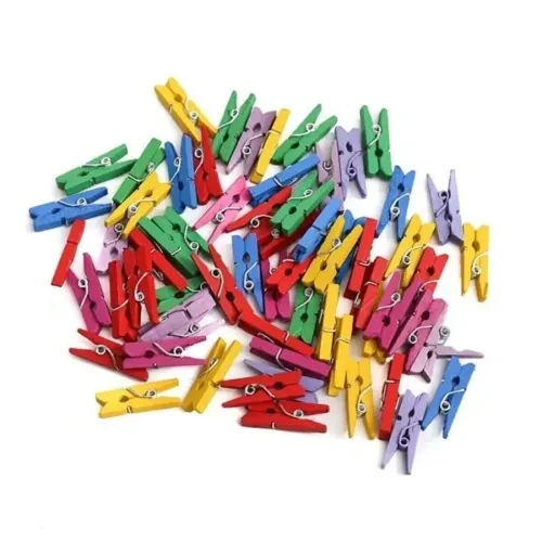 ETT7KN8 100lü Renkli Ahşap Mandal Seti 2.5 cm ELKCXMH