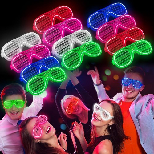 ETT7KN8 Glow Işıklı Panjur Parti Gözlüğü 12 Adet ELKCXMH
