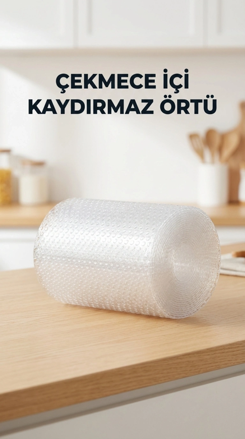Mutfak Şeffaf Kaydırmaz Pvc Raf Örtüsü 45x300 Cm Dolap İçi Koruyucu