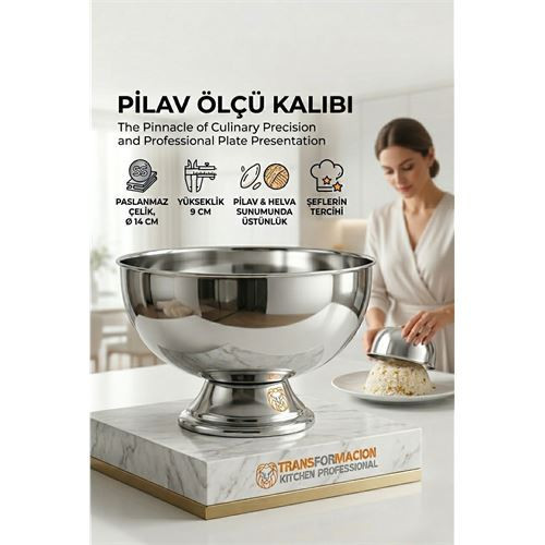 Profesyonel 14 Cm Çapında Pilav Kalıbı - Helva Kalıbı 304 Paslanmaz Çelik 723025