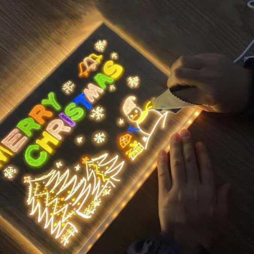 ETT7KN8 LED Aydınlatmalı Yazı ve Çizim Tahtası - Büyük Boy 30x20 cm ELKCXMH