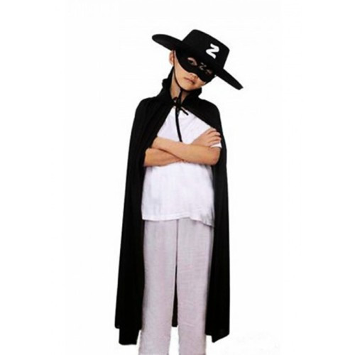 ETT7KN8 Çocuk Boy Zorro Pelerin + Şapka + Maske Kostüm Seti ELKCXMH