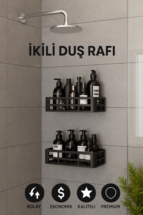 Yapışkanlı Duvar Rafı Organizer Banyo Rafı Duş Rafı Mutfak Rafı Havluluk Sabun Krem Şampuan