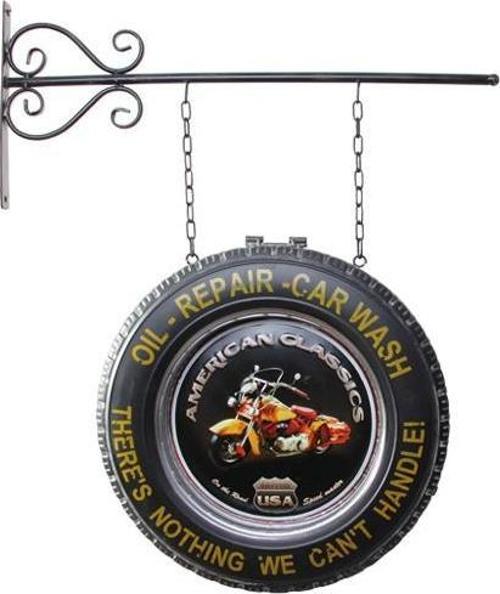 Dekoratif Çift Yönlü Motorsiklet Temalı Ferforje Askı Pano