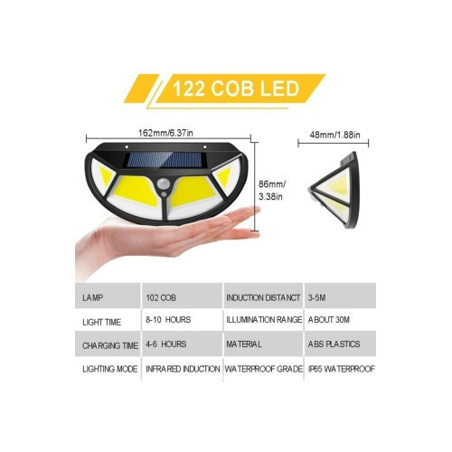 ETT7KN8 Fonksiyonel Sensörlü 122 Ledli Solar Bahçe Lambası ELKCXMH