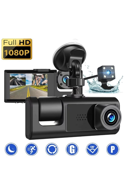 S-1 1080p Araç İçi Kamera 3 Kameralı ( Ön Görüş - Geri Görüş - İç Görüş ) Gece Gör�