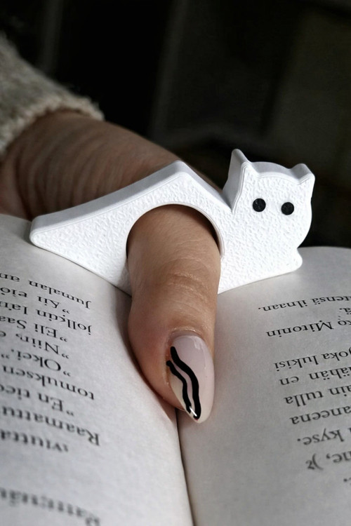 Kedi Figürlü Kitap Tutucu Aparat | Tek Elle Kitap Okuma Aparatı | Parmak Geçmeli Sayfa Tutucu |