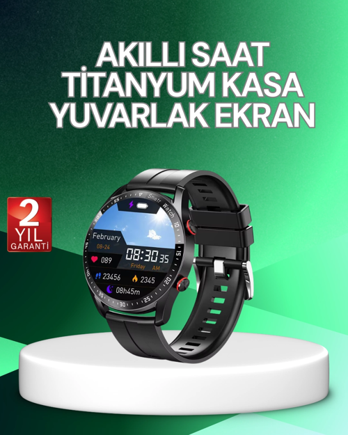 zenvia Akıllı Saat Titanyum Kasa Yuvarlak Ekran Alarm Uyku Ve Sağlık Takibi Titreşimli znv2025