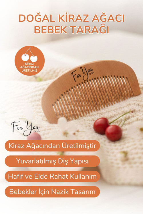 Doğal Ahşap Tarak – Bebek Ve Çocuklar İçin Nazik Saç Tarak – Elektriklenme Önleyici