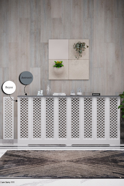 Petek Kaplama Modern Radyatör Kapatma Ünitesi Ön Panel MDF Tasarım İç ölçü 156 cm Dış Ölçü 160 cm