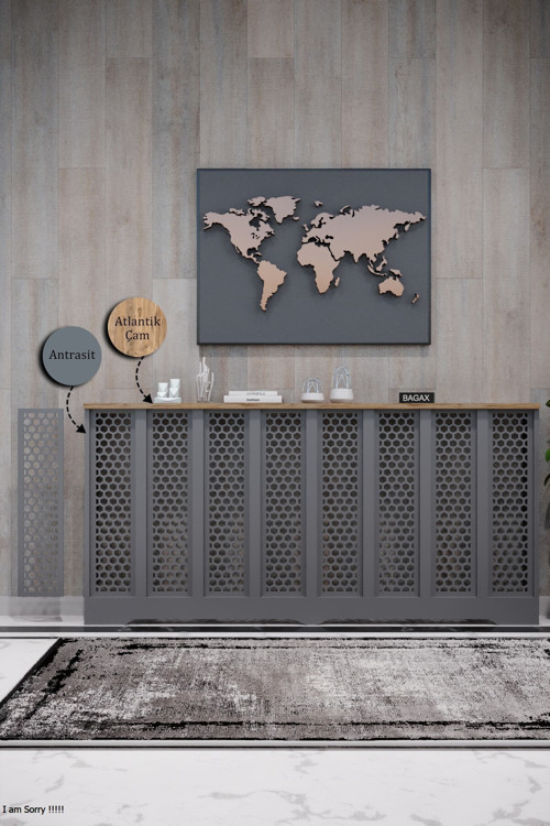 Petek Kaplama Modern Radyatör Kapatma Ünitesi Ön Panel MDF Tasarım İç ölçü 156 cm Dış Ölçü 160 cm